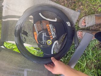 Black Leather Steering Wheel Cover