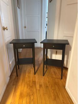 2x Black Wooden Side Tables