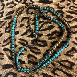 TURQUOISE /LEATHER NECKLACE 