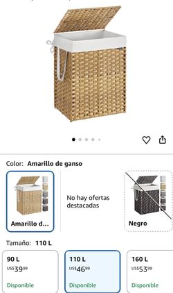 Wicker Laundry Hamper with Lid and Liner