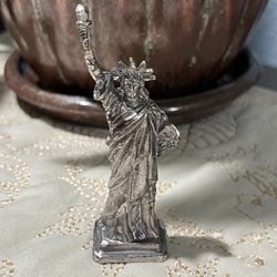 Vtg Statue Of Liberty Pewter Brass Metal Mini Small Travel Souvenir Figurine 3"