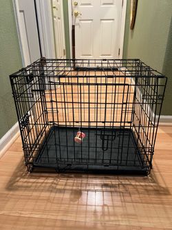 Two Doors Black Metal Dog Cage 19.5”Hx24”x17