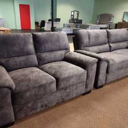 New Sofa And Loveseat In Grey Velvet