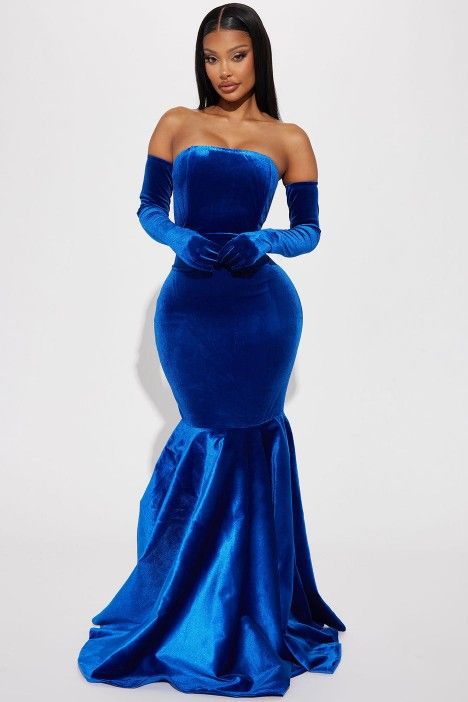 Royal Blue Velvet evening/Ball Gown