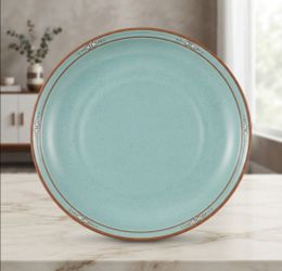 Vintage Noritake Stoneware Boulder Ridge 12" Round Serving Platter / Large Chop Plate (Pattern 8674)
