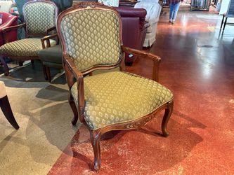 ASHLEY Sage Green Queen Anne Style Accent Chair