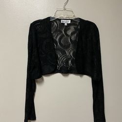 Women’s HARLOW Black long sleeve lace open shrug/Cardigan… Size 4