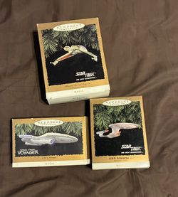 Three Star Trek Christmas ornaments