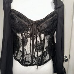 Charming For Love & Lemons Black Corset Sade Top NWT