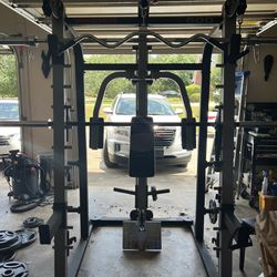At Home Gym Equipment with a Smith machine 