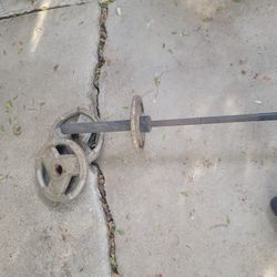Olympic Barebell w Weights(x2 10lb  x2 25lb)