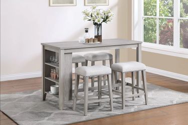 Brand New Grey 5pc Counter Height Dining Table Set