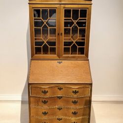 Beautifully crafted Antique Monitor brand maple  drop front court secretary desk hutch cabinet . 