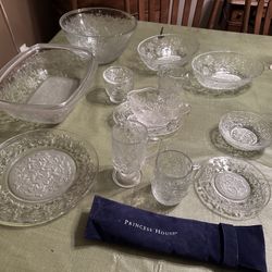 Vintage Huge Princess house Fantasia Crystal lot With Dinner Sets, Serving ware, Drink ware 