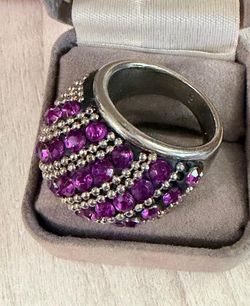 Anillo stainlend size 7 piedras joyería antigua