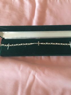 Cross & Zirconia bracket never worn in nice green velvet case great for Mother's Day
