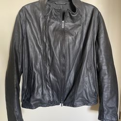 Armani Collezioni Black Lambskin Leather Jacket – Men’s Size 50 IT (US M)