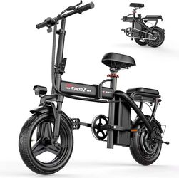 Folding E-Bike, 650W, Rear Seat, 48V 10.5Ah, 25MPH, Commuter & Travel Ready