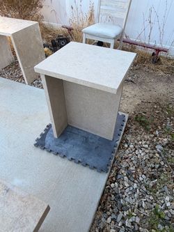 European limestone side tables.