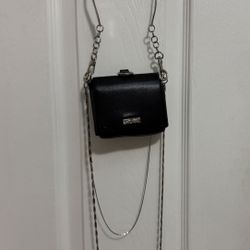 Black Mini Crossbody Bag with Chain Strap