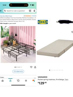 IKEA VANNAREID spring matress firm + Frame
