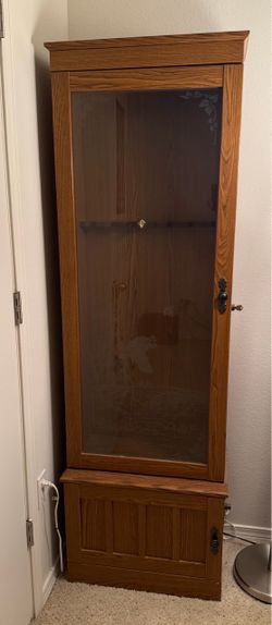 Wooden Gun Cabinet w/ Glass Door and Locks