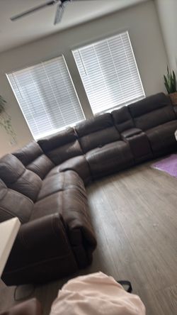 Brown leather sofas