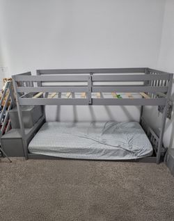 Twin Floor Bunk Bed with Staircase Used