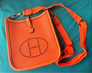 Orange Crossbody Bag with Perforated 'H' Detail
