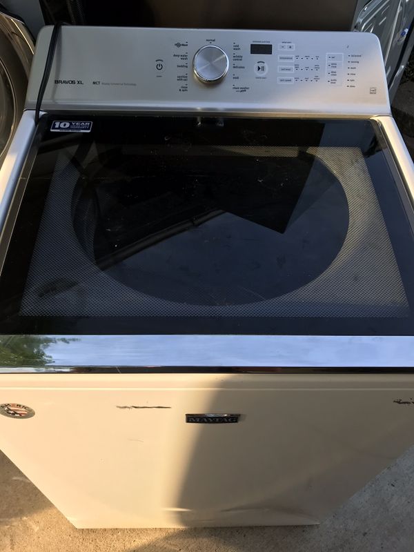 Maytag Bravos XL Stainless drum glass top washer 250 for Sale in Dearborn, MI OfferUp