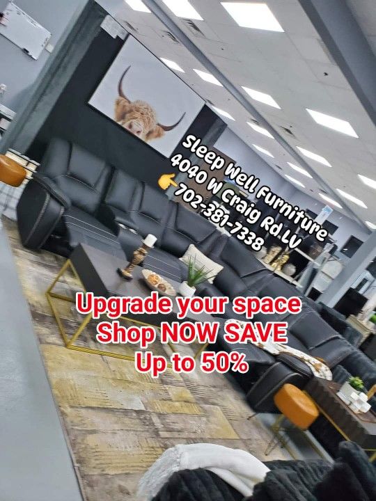 👋 Reclining Sectional 🌟 Furniture Queen Bedrooms Avail 