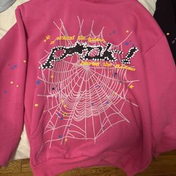 Spider Black & Pink Web Graphic Hoodie - Streetwear Rare Sz 