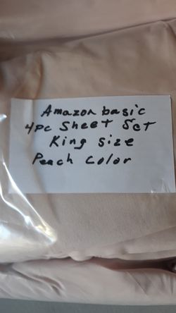 Amazon basic 4 pc. Sheet Set King size Peach color