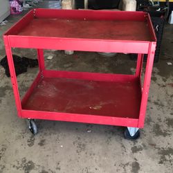 Red Metal Tool Cart 