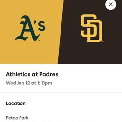 Athletics At Padres Game Tickets 