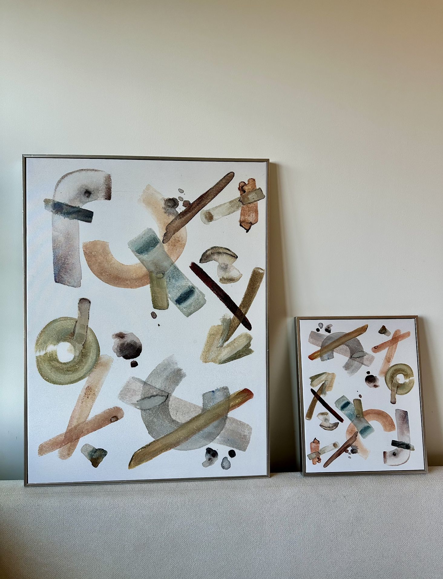 Modern Abstract Framed Art - Minimalist Neutral Canvas Wall Decor (Set or Individual)