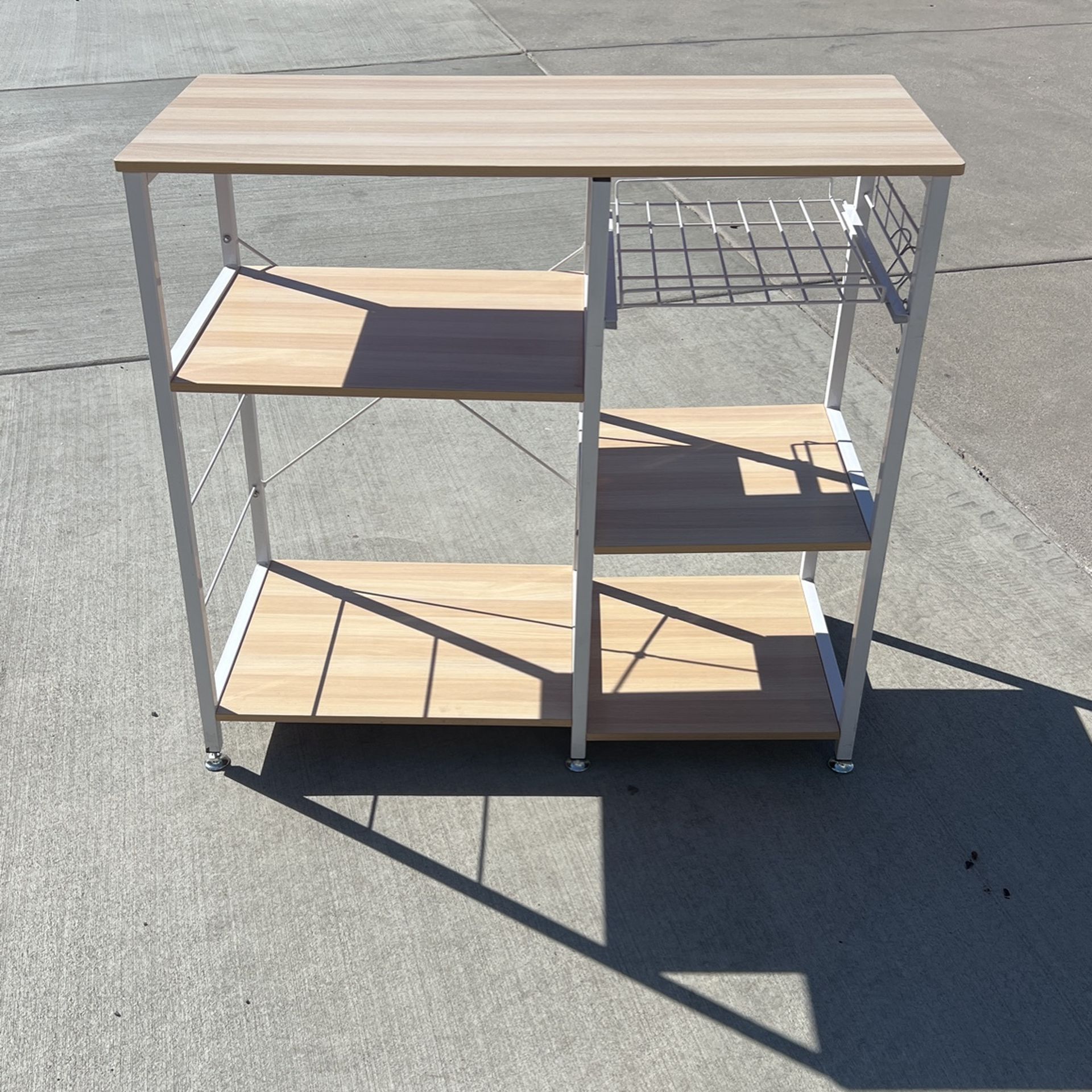 White Wood Kitchen Organizer Bakers Rack 3 Tier Shelf Rack Kitchen ...