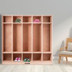 Coat Locker, 5-Section Daycare Cubby Coat Rack 48×13×48 inch, Classroom Coat Locker and Backpack Hanger, with 5 Hooks and Storage Boxes, for Kindergar