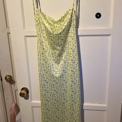 Yellow Floral Backless Dress