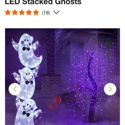 7 Ft Halloween Stacked Ghosts Lights Up 
