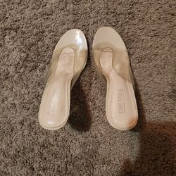 Clear And Tan High Heels