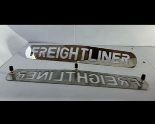 Pair Freightliner Semi Truck 24" x 4" Stainless Steel Mud Flap Weights 3 Studs