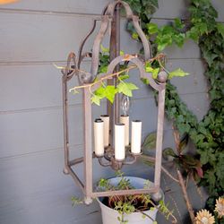 Lantern Wrought Iron Ceiling Mount Plug in Electric