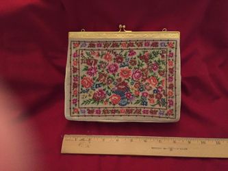 Vintage tapestry clutch