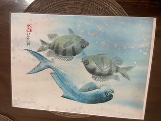 Gyotaku fish print by mineo ryuka Yamamoto signed