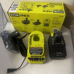 RYOBI 18V Lithium-Ion Starter Kit with 2.0 Ah Battery, 4.0 Ah Battery, and Charger