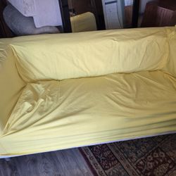 White Sofa With Protection Cover/Good Condition 