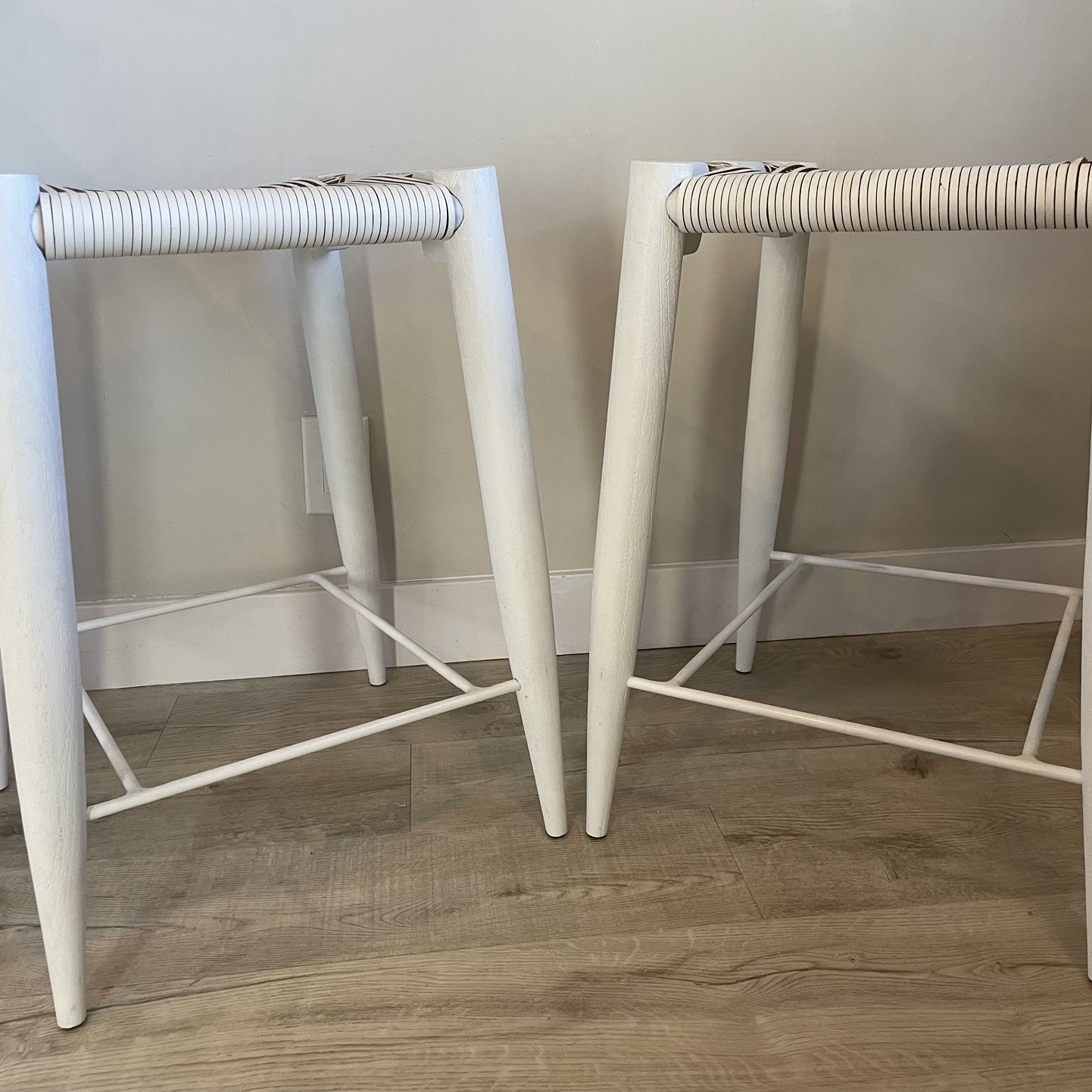 2 Counter Height Bar Stools From CB2- White