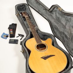 Dean Performer Acoustic Electric guitar with hard case and extras 