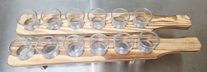 Wooden Paddle Shot Glasses